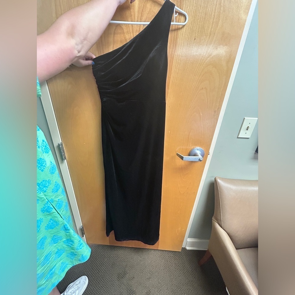 Azazie Black Asymmetrical One-Shoulder Cocktail Dress